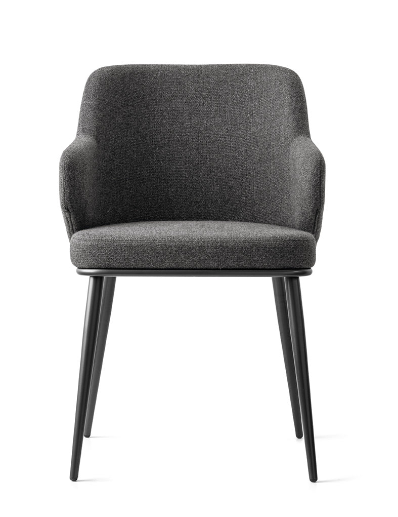 Foyer spisestuestol med arm, metallben