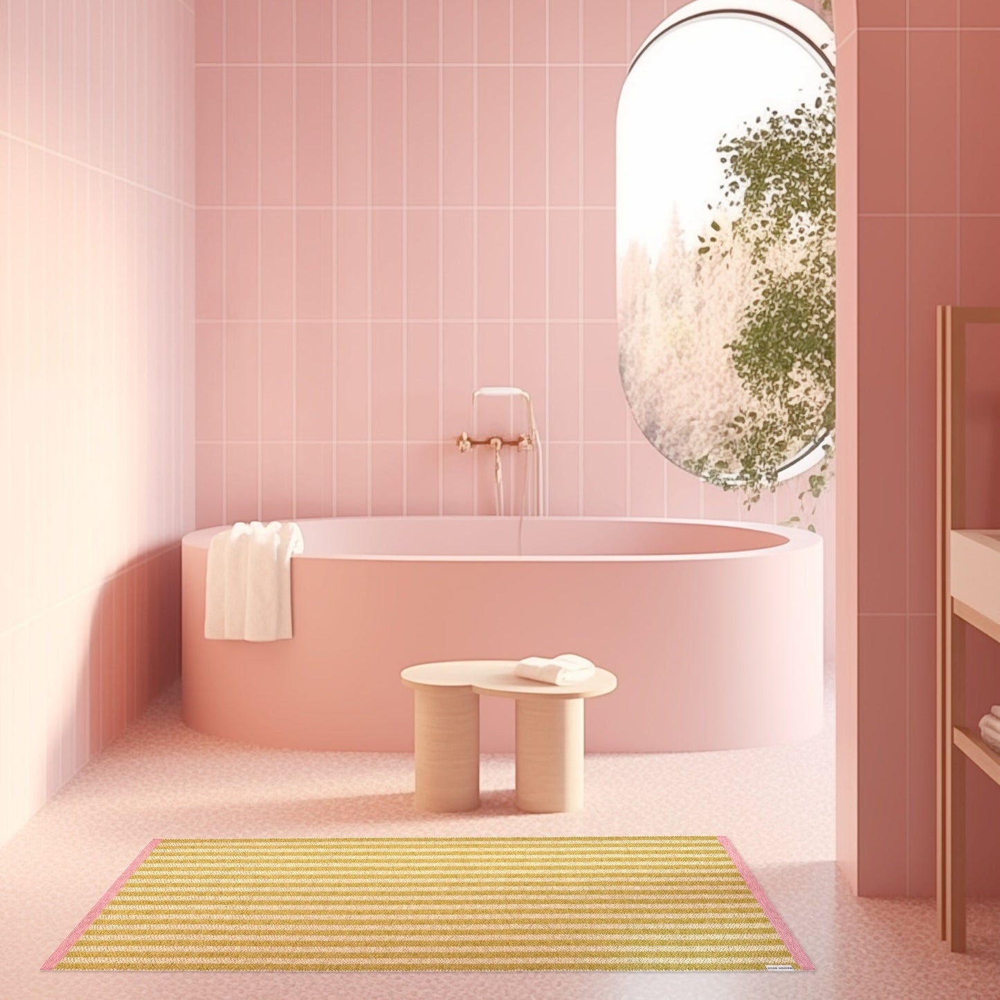 Stripe Teppe Sunburst plast gulvteppe inne/ute flere størrelser